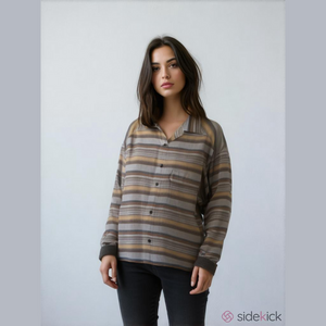 OXBOW Stripped Wool Casual Wool Blend Unisex Shaker Chore coat Size Extra-Large